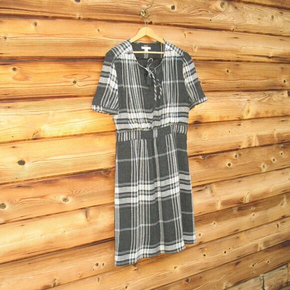 Burberry Brit Gray Check Crepe Wool Dress 12 - Picture 3 of 8